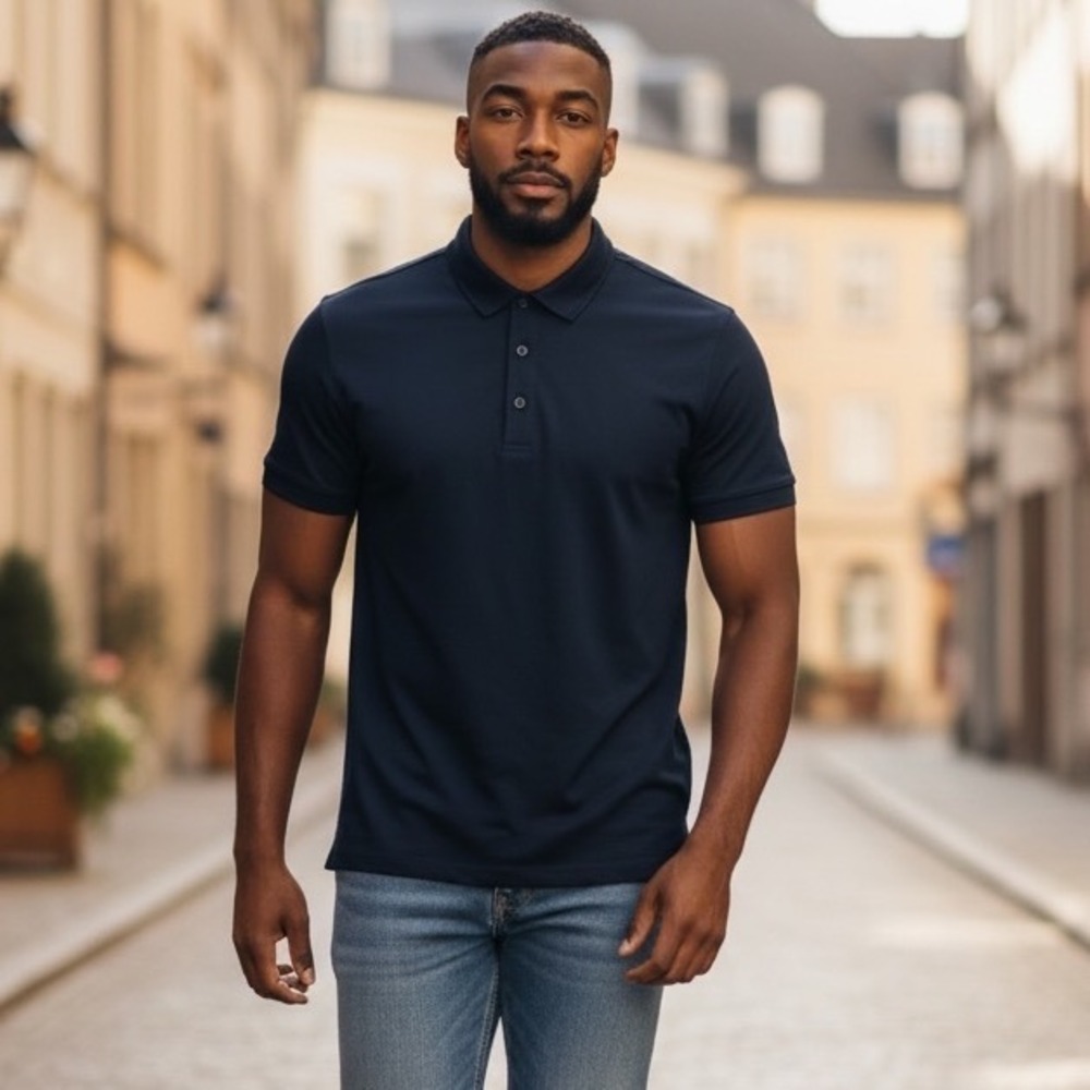 Lululemon Evolution Polo Shirt Mens Small Navy Blue Short Sleeve Golf Top 2393